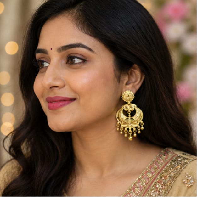 RIVORAH Royal Chandrika Chandbali Earrings