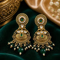 RIVORAH Emerald Pearl Chandbali Earrings
