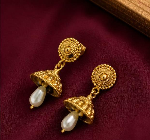 RIVORAH Pearl Drop Jhumka Earrings
