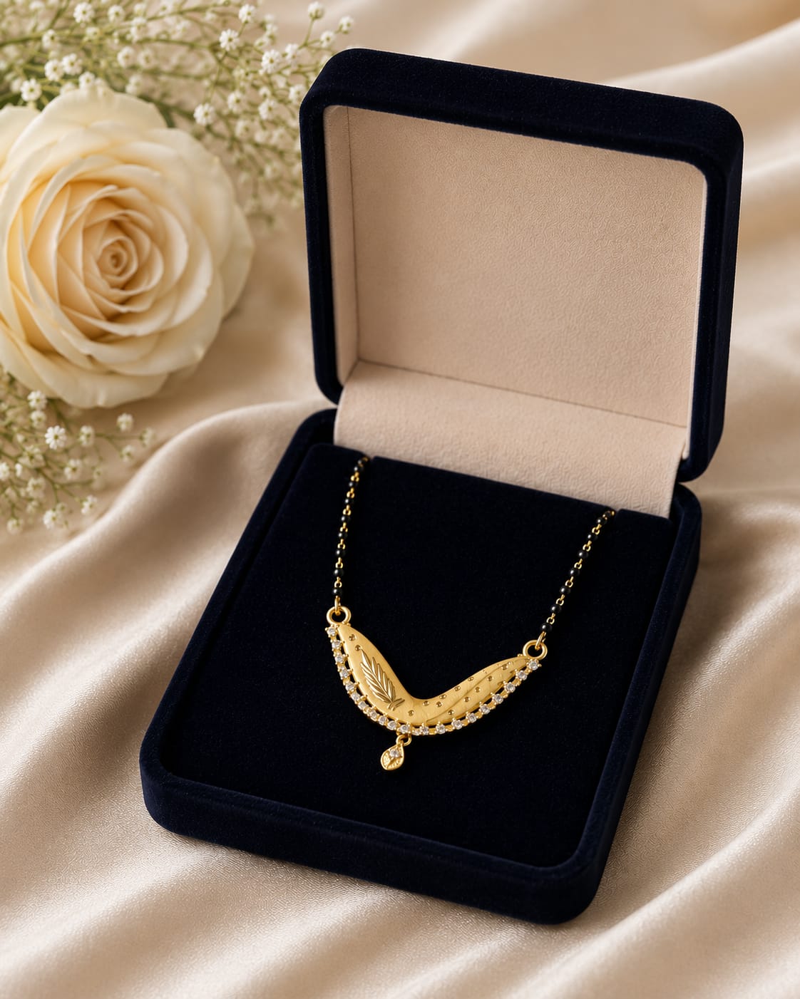 RIVORAH Golden Leaf Mangalsutra