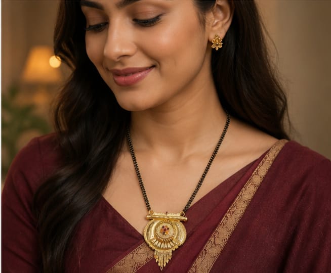 RIVORAH Royal Antique Mangalsutra Pendant Necklace