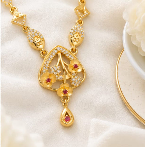 RIVORAH Floral Drop Pendant Necklace Set