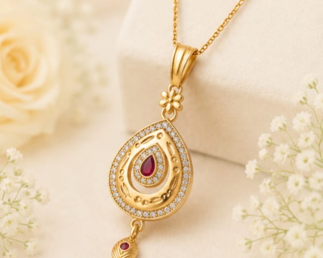 RIVORAH Teardrop AD Pendant Necklace Set