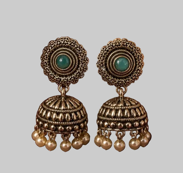 Rivorah Oxidised Pearl Drop Jhumki