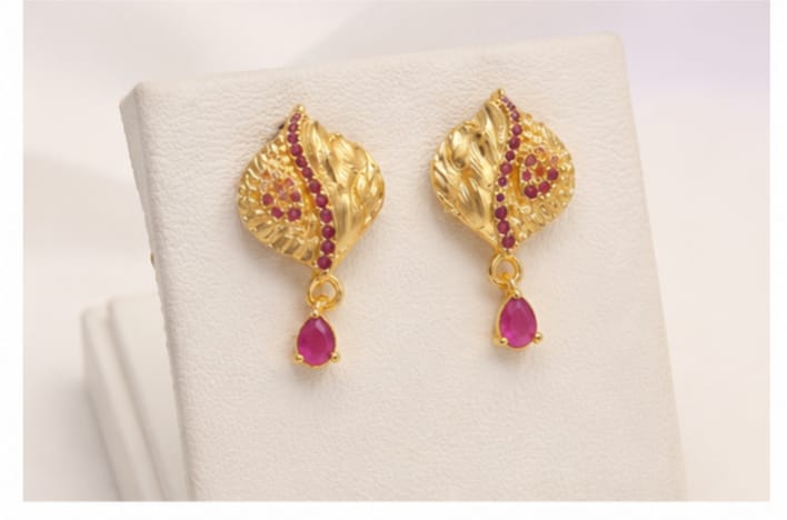 RIVORAH Ruby Peacock Pendant Necklace Set