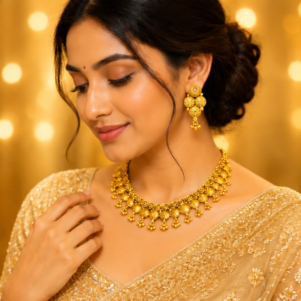 Rivorah Swarna Kasu Necklace Set