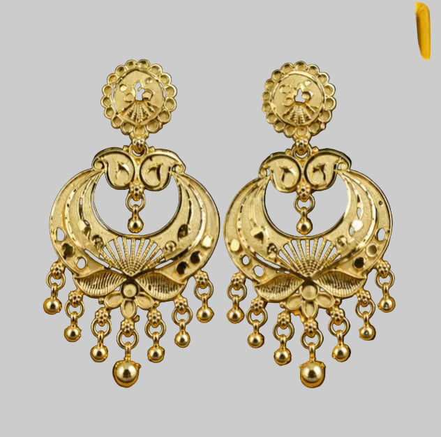 Rivorah Classic Chandbali Jhumka Earrings